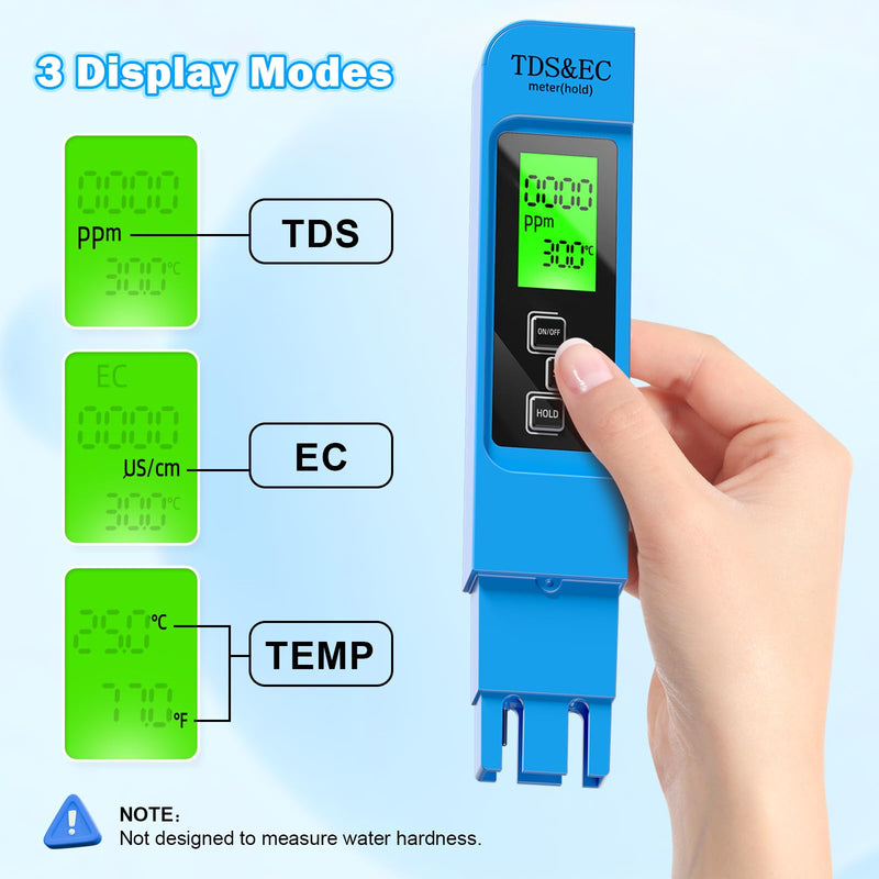 [Australia - AusPower] - 3 in 1 TDS Meter - TDS EC & Temperature(°C,°F) Meter,Accurate & Reliable Digital Water Testing Kits for Drinking Water Quality, Tap, Well, Swimming Pool,Hydroponics, Aquarium, RO/DI System?Blue 