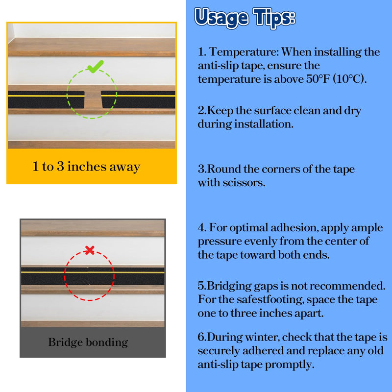 6" x 30" Anti Slip Stair Tread with Reflective Strips, 10 Packs Non Slip Grip Tape with Glow in Dark Stripe, High Friction Deck Grip Tape Strips, Self-Adhesive Outdoor Non Skid Tape for Stairs Step
