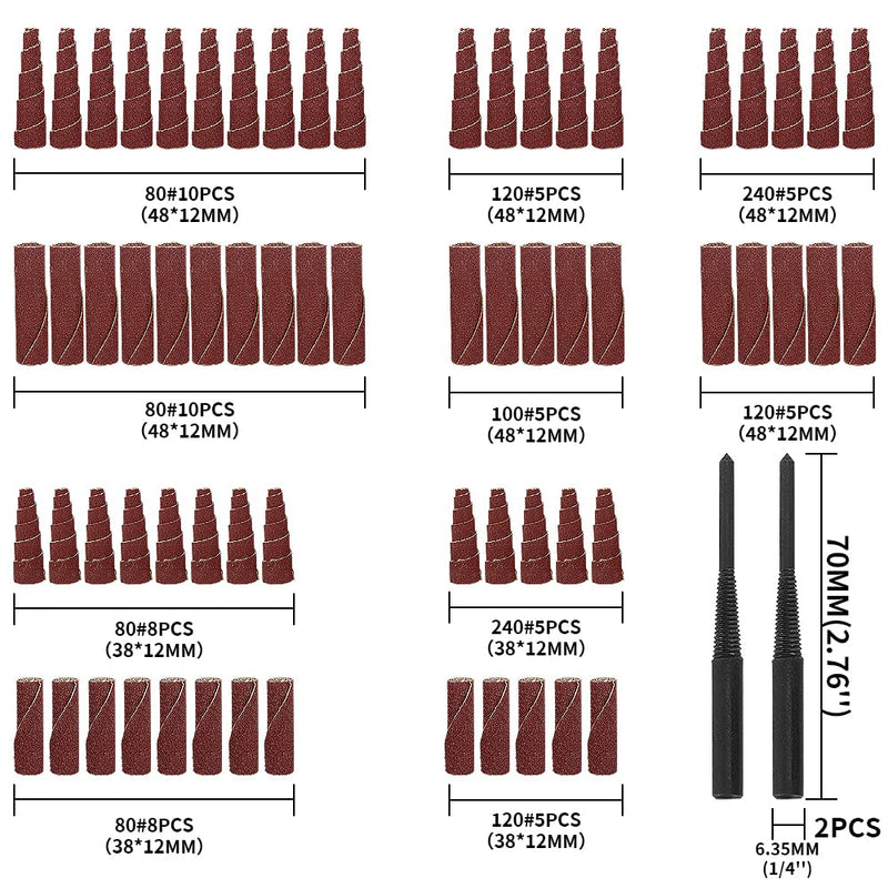 [Australia - AusPower] - 68Pcs Spiral and Cartridge Rolls Port and Polish Kit Assorted Grit, Mini Sanding Cone Engine Porting Assortment Kit with 1/4 inch Shank, Abrasive Head Porting Tools for Polishing, Rust Removal 
