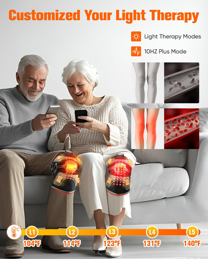 CRAZYTECH 3D Red Light Therapy for Knee, FSA Eligible HSA 5000mAh Cordless Knee Massager with 4 Vibration Areas, Infrared Heating Pad Wrap Device for Knee Elbow Shoulder, 660nm 850nm 2.0 Knee Brace