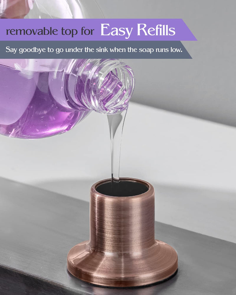 Soap Dispenser for Kitchen Sink, Built in, Stainless Steel (Copper), Pump Set Dish or Lotion, Refill from The Top,Kitchen CounterTop 17 OZ,Built-in Copper Bronze