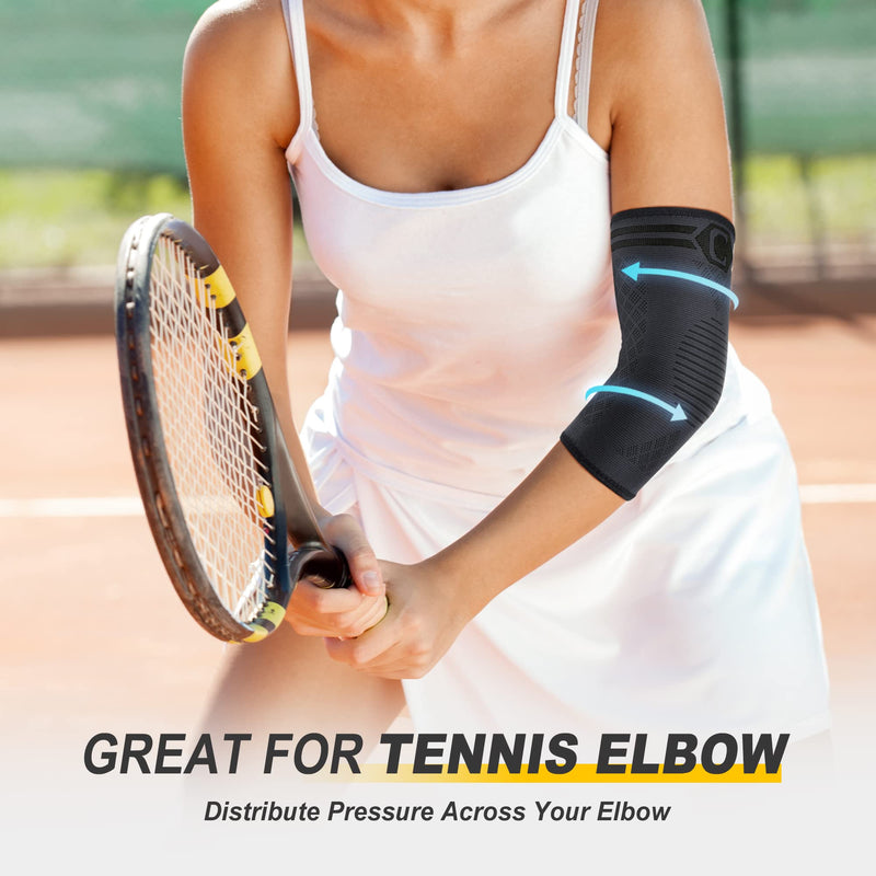 [Australia - AusPower] - CAMBIVO 2 Pack Elbow Brace for Tendonitis, Tennis Elbow Compression Support Sleeve for Golfers Elbow Pain Relief, Arthritis, Bursitis, Workout, Weightlifting Medium Black (2 Pack) 