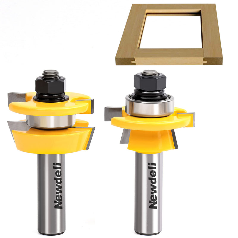 [Australia - AusPower] - Shaker Rail and Stile Router Bits, Newdeli 1/2 Inch Shank Tongue and Groove Router Bit, Professional Carbide Milling Cutters for Woodworking for Cabinet Door Shaker Rail and Stile Router Bits 1/2" Shank 
