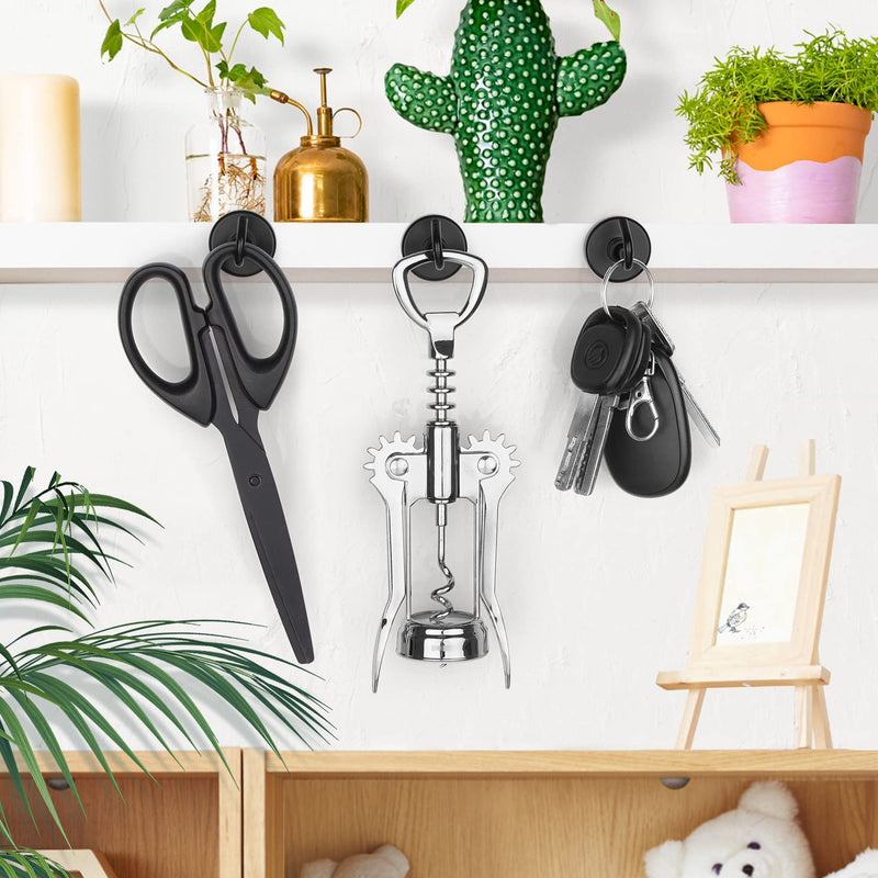 [Australia - AusPower] - 6 Pack Magnetic Hooks 60LBS Heavy Duty Magnetic Hooks, Neodymium Magnet Hooks for Hanging, Magnet with Hooks Strong Magnetic Hooks for Cruise, Grill, Towel, Kitchen Indoor Hanging 6Pack 60lbs+ Black 