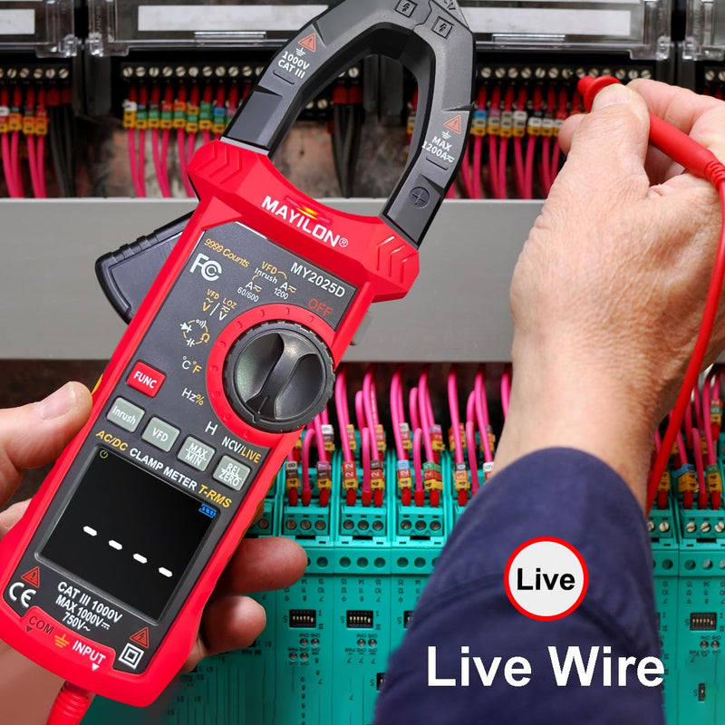 [Australia - AusPower] - Digital Clamp Meter Multimeter with AC DC Current & Voltage, 9999 Counts Volt Meter, 1000V Voltage Tester 1200A Current for Temperature Resistance Continuity Diode Live Wire Test NCV 