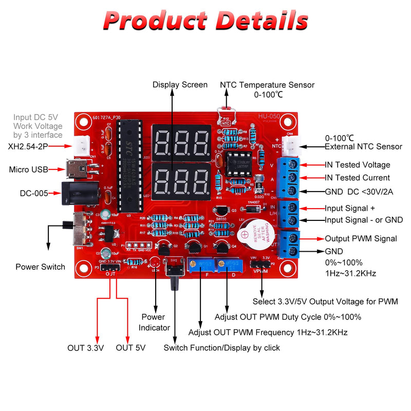 MiOYOOW Soldering Practice Kit, DIY PWM Adjustable Signal Generator Voltage Current Tester Electronics Project Kit, LED Display Multifunctional Frequency Counter Soldering Kit for Learning