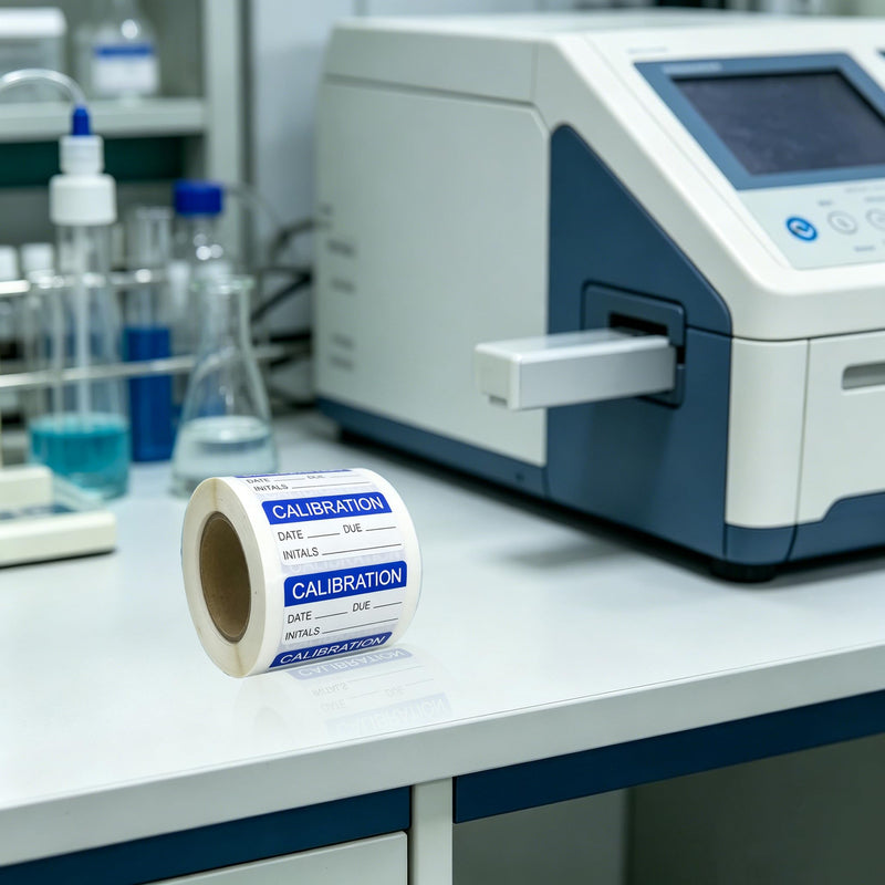 Calibration Labels, 3/4 x 1 1/2 Inch in Size for NIST Calibration, ISO-900 Calibration, Quality Control 500 Adhesive Stickers on a Roll(Blue)