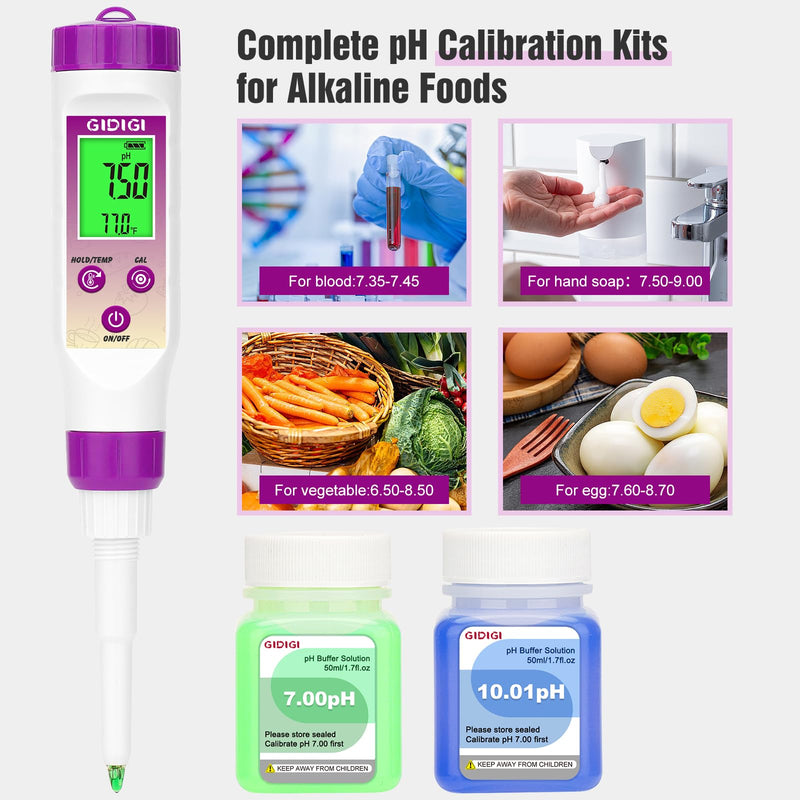 Digital pH Meter Food with Replaceable pH Probe Spear Tip pH Tester Electrode for Semi-Solid Samples
