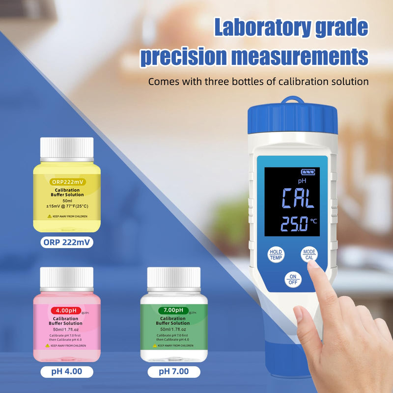 [Australia - AusPower] - Hydrogen Water Tester, Digital ORP Meter for Drinking Water, 7-in-1 pH TDS Tester, pH ORP TDS EC H2 Salt Temp Meter for Water, Hydroponics, Plants, Aquariums, Wine, Pool, Hot Tub Spas. 