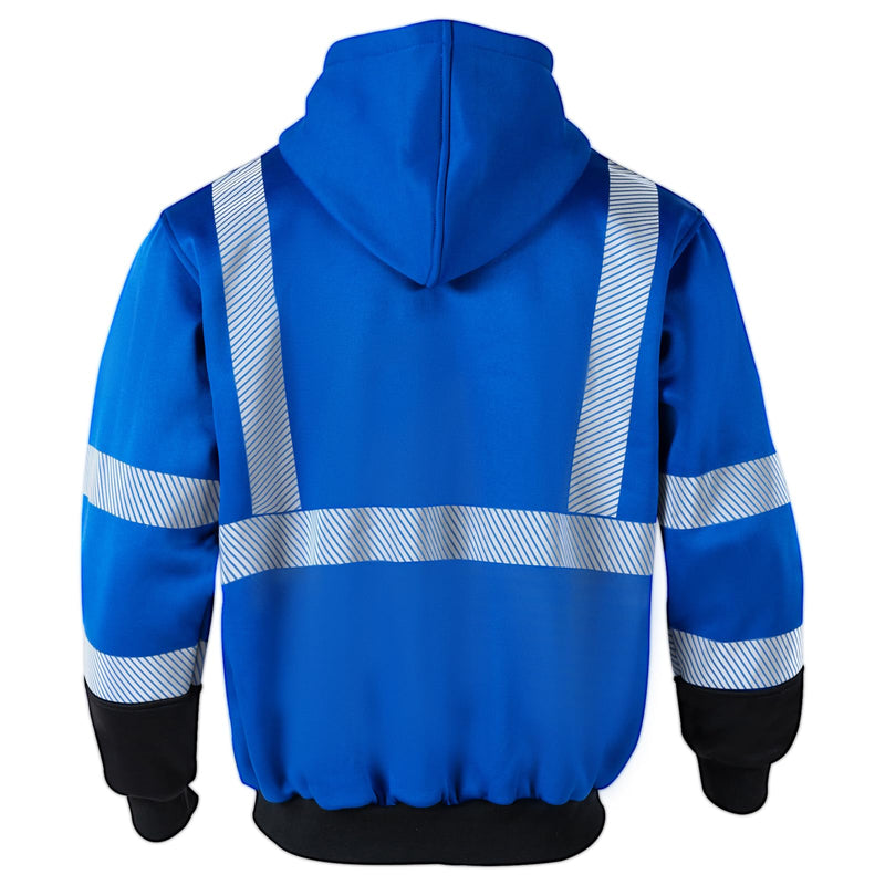 VENDACE High Visibility ANSI Class 3 Reflective Safety Fleece Sweatshirt Hoodie for Men Hi Vis Hoodies Zipper Jacket 3X-Large Royal Blue