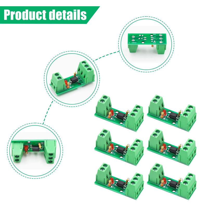 6 pieces optocoupler insulation module: EL817/PC817 12V 1 channel insulation board voltage converter adapter module, voltage current converter module