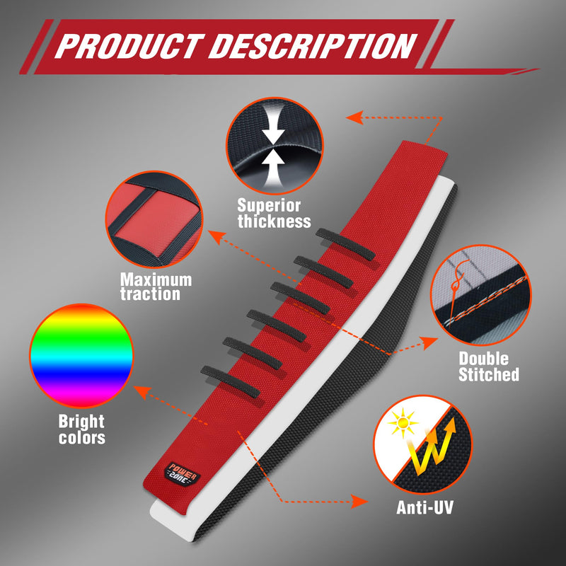 Gripper Rubber Dirt Bike Seat Cover - Universal Soft Seat Cover for Most Dirt Bike Motorcycle Red Black-Red