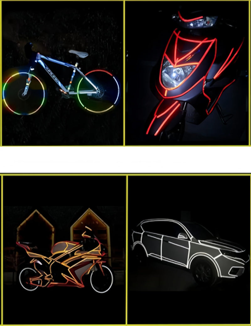 5 Pcs Reflective Tape Outdoor, Waterproof Reflective Tape & Rainbow Tail Light Tape, Bike Reflectors Warning Decals, Bicycle Rim Reflective Decals for Bike Motorcycle Trailer