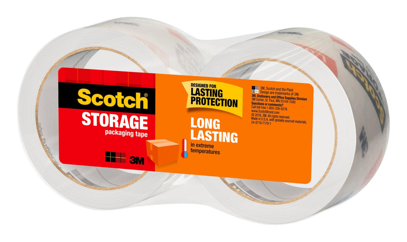 [Australia - AusPower] - Scotch Long Lasting Storage Packaging Tape, 1.88" x 54.6 yd, Designed for Storage and Packing, Stays Sealed in Weather Extremes, 3" Core, Clear, 2 Rolls (3650-2) 