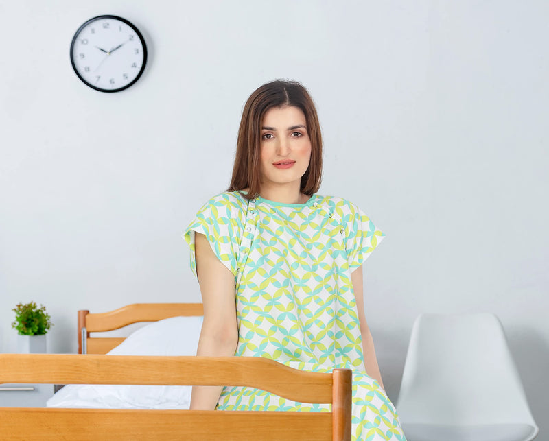 [Australia - AusPower] - NY Threads Women's Hospital Gown Soft and Stylish Patient Gown Small-Medium Waves - Lime 