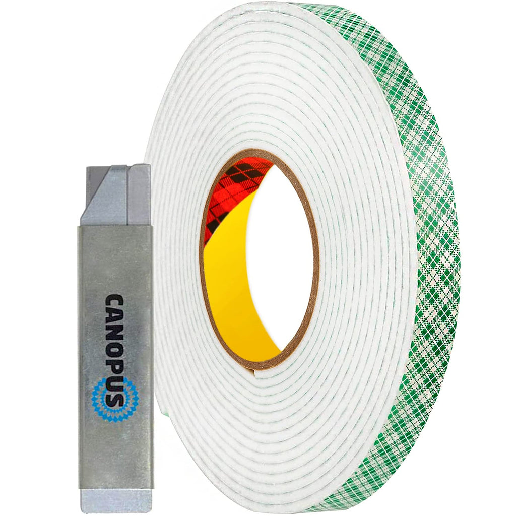 CANOPUS Double Sided Foam Tape for Craft and Card Making Projects, Heavy Duty Adhesive Mounting Tape 4016 (0.5in x 10yd) 0.5inx30ft