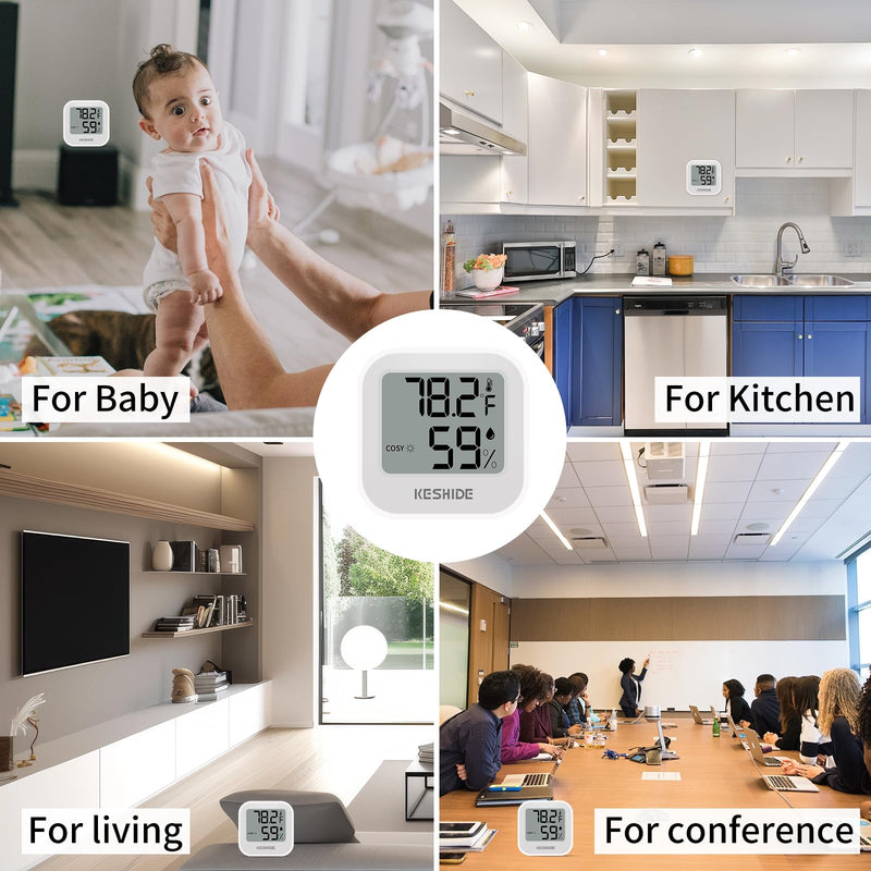 Digital Hygrometer Thermometer for Room Temperature Humidity Meter Indoor Thermometer Accuracy Calibration LCD Temperature Sensor, Bedroom, Baby Room, Office, Greenhouse, Cellar 2