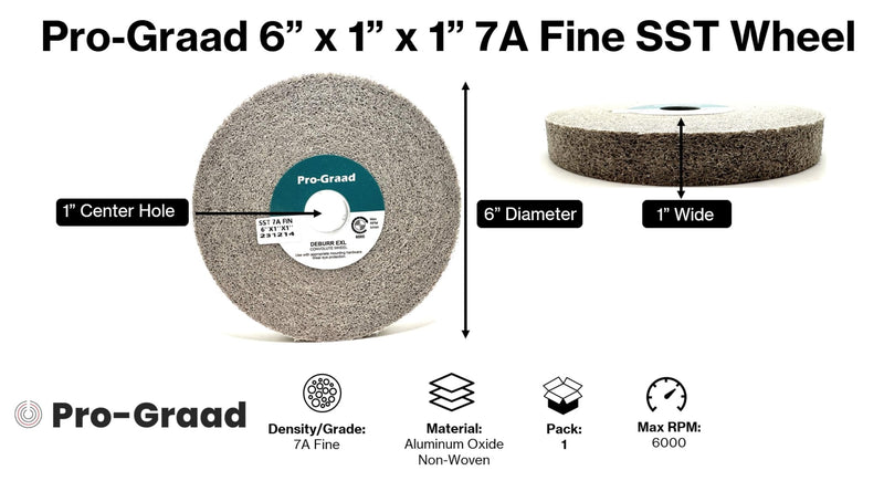 [Australia - AusPower] - SST Deburring Wheel - 6" x 1" x 1" 7A Fine Grit – Aluminum Oxide – Excels on Titanium, Stainless & Tough Alloys, Deburring, Finishing and Polishing Wheel – Convolute - (1 Pack) 