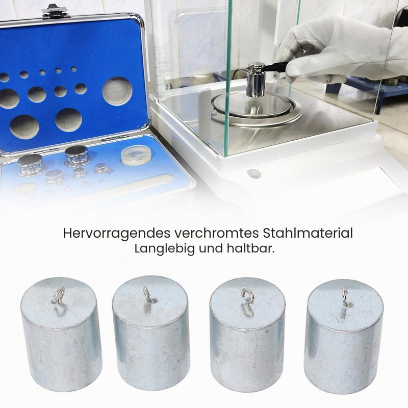 4 Pieces Calibration Weights, 200G Scale, Calibration Weight Set with Hanger, 4 Pieces 50G Calibration Weights Made of Chrome Plated Steel with Hook and Storage Box for Digital Scales
