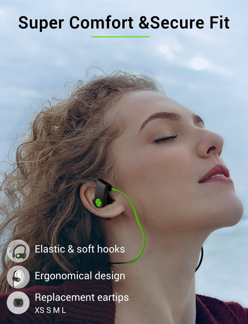 [Australia - AusPower] - Stiive Bluetooth Headphones, 5.3 Wireless Sports Earbuds IPX7 Waterproof with Mic, Stereo Sweatproof in-Ear Earphones, Noise Cancelling Headsets for Gym Running Workout, 16 Hours Playtime - GreenBlack A,GreenBlack 