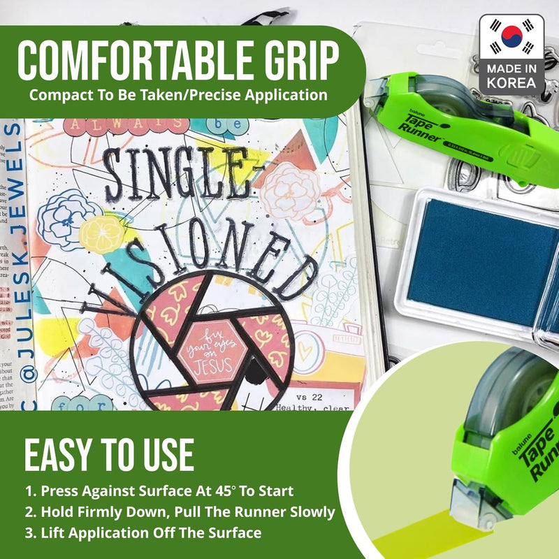 TAPE RUNNER - Double Sided Adhesive with Dispenser Roller Included - Acid Free, Sticky, Transparent - Ideal for Scrapbooking, Crafts & More - Retractable (315 inches per Cartridge), 5 Cartridges Retractable (315 inches per cartridge)