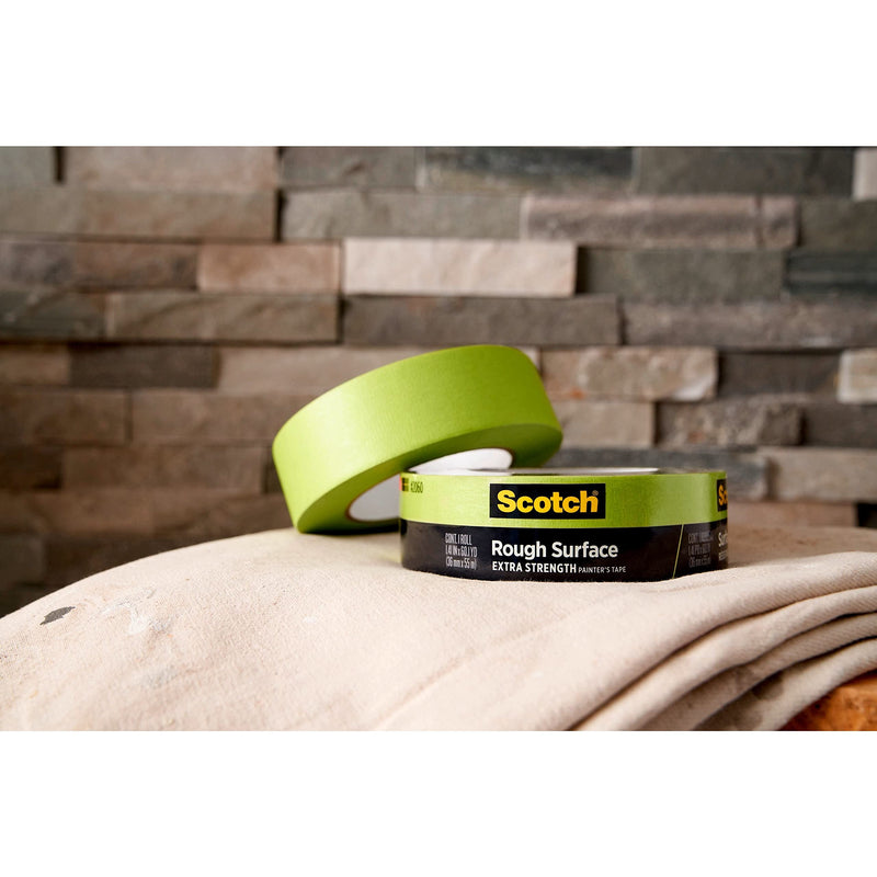 Scotch Painter's Tape Rough Surface Extra Strength Painter's Tape, Green, Tape Protects Surfaces and Removes Easily, Rough Surface Painting Tape for Indoor and Outdoor Use, 1.41 Inches x 60.1 Yards, 1 Roll