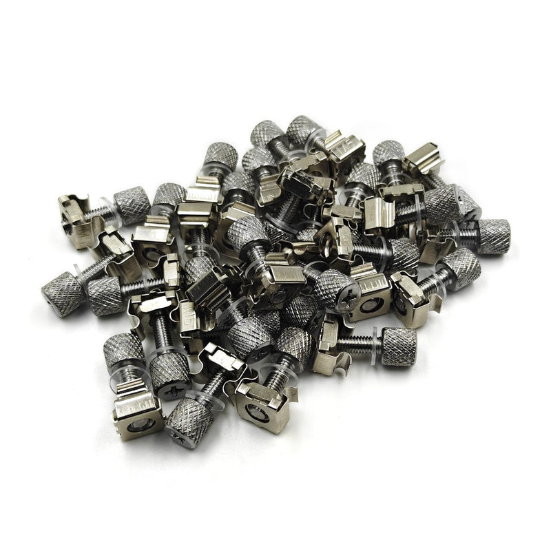 [Australia - AusPower] - 25Pack Tool-Free Hand‑Twist Rack Screws & 19" Square-Hole Cage Nuts Combo - No-Tool Server Rack Mount Hardware with Soft Washers, Carbon Steel for Server/A/V Cabinets,Network Racks (12/24) #12-24 