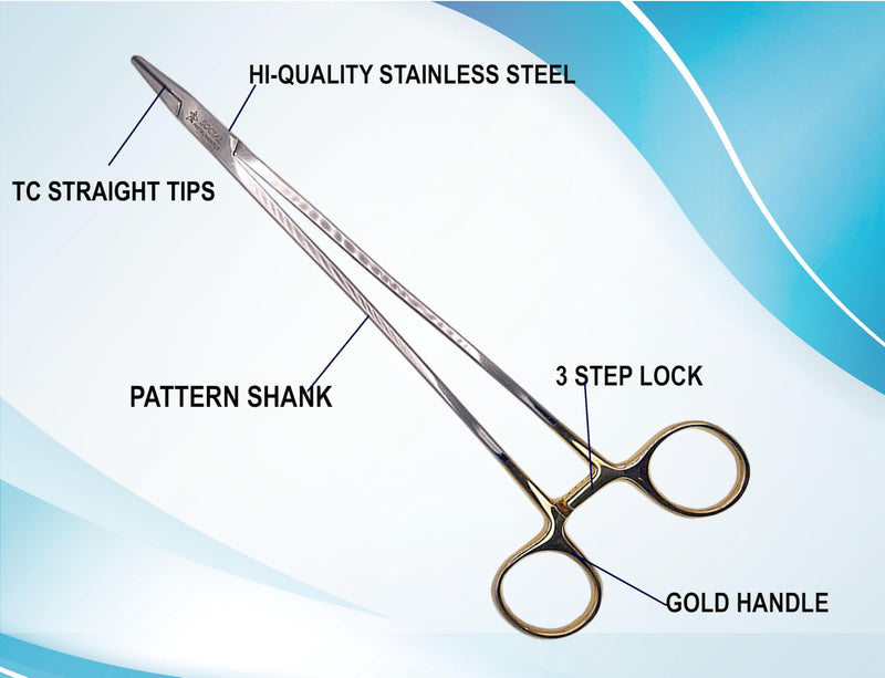[Australia - AusPower] - Mayo Hegar Needle Holder Driver with Tungsten Carbide Inserts and Gold Rings Premium Grade Instrument (7) 7 