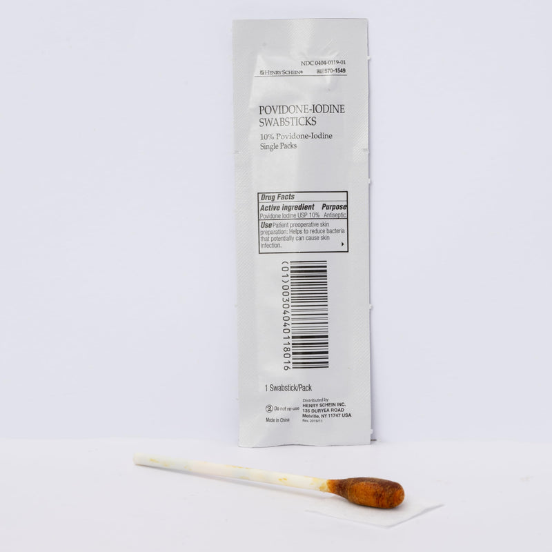 [Australia - AusPower] - Prep Povidone-Iodine Swabsticks 1's- Individually Packed, Sterile, Antiseptic for Skin Preparation, 10% Povidone-Iodine- 25/BX 