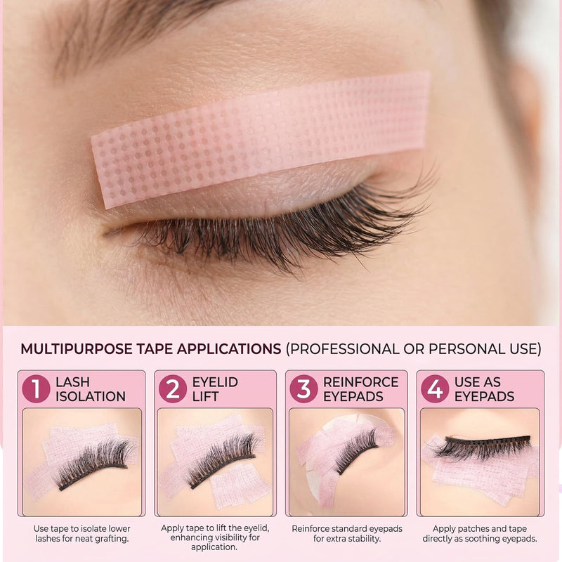 Sibba Silicone Gel Lash Tape for Eyelash Extensions, Breathable Eyelash Extension Tape for Sensitive Skin Makeup Removal, 0.5 in x 11.81 ft 2-Pack Professional Makeup Supplies Pink & Blue