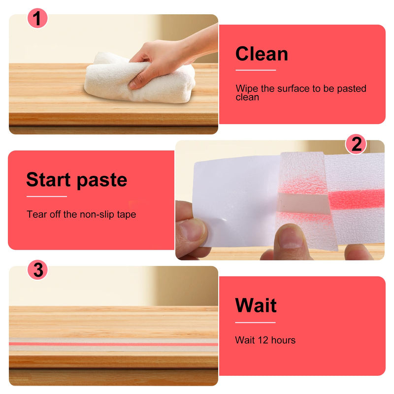 XURI Non Slip Tape Waterproof Clear Tapes 4Inch x 16.4Ft, Red Anti Slip Glow in The Dark Tape - Best Grip, Friction, Abrasive Adhesive for Stairs, Tread Step, Indoor, Outdoor