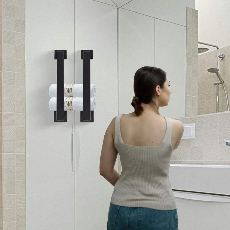 LANC ORB 12-Inch Towel Bar for Bathroom Wall Mounted Bathroom Square Towel Rack, Total-14 Oil Rubbed Bronze Bath Towel Holder Towel Hanger Hand Towel Holders Towel Rail Towel Rod, A8804ORB-3P1 1 Pack 12“