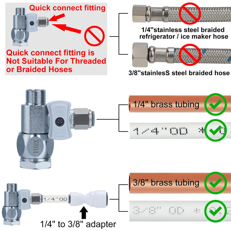 [Australia - AusPower] - Feed Water Adapter 3/8" x 1/4" or 3/8" Add-A-Tee, 1/2 x 1/4 or 3/8 Water Line splitter,1/4 Push to Connect not Fit Thread or Braided Hose 