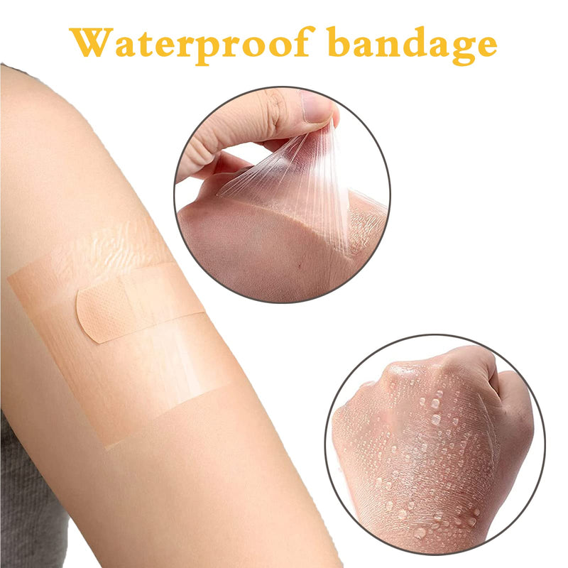 3 Rolls Transparent Stretch Adhesive Bandage, Waterproof Clear Film Dressing Bandages, Waterproof Bandages Post Surgical Shower Shield Dressing Tape for Tattoos Swimming (2 Inch, 4 Inch, 6 Inch)