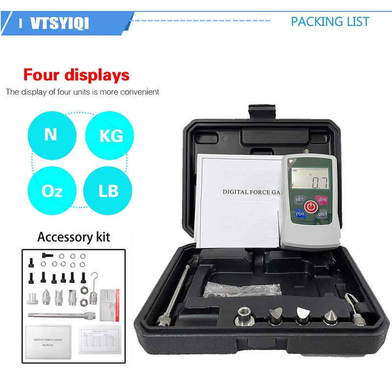 [Australia - AusPower] - Digital Force Gauge 50N Push Pull Gauge Tester Meter 4 Measurement Units N kg lb Oz 