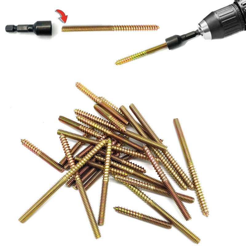 [Australia - AusPower] - 29 Pack 1/4-20" Hanger Bolts 3Sizes 2-4 Inch Include1 pcs Hanger Bolt Driver Double Headed Bolts Wood Dowel Screw Self-Tapping Screw for Furniture Screws Wood Screws Double Screw Threaded Rods 3 Size 1/4-20"-28P+Tool 