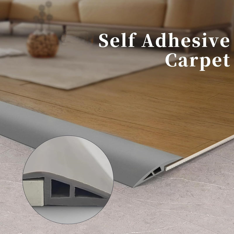 Floor Transition Strip PVC Door Threshold Ramp Doorway Edge Trim Flooring Edging Trim for Laminate Doorway Carpet Tile Floor Edge Threshold from 1/2"" to 3/5"" (Gray, 6.6Ft) Gray