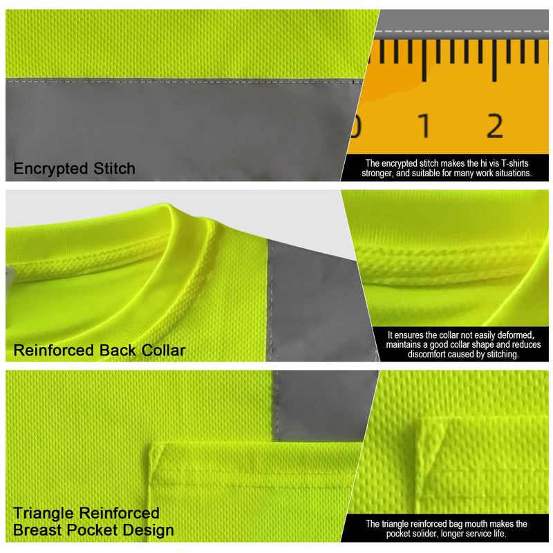 TCCFCCT Safety Shirt for Men Women - Class 2 High Visibility Long Sleeve Reflective Hi Vis - Construction Work Wear with Black Bottom, Durable, Breathable, Yellow S Small 1 Pack-yellow & Black