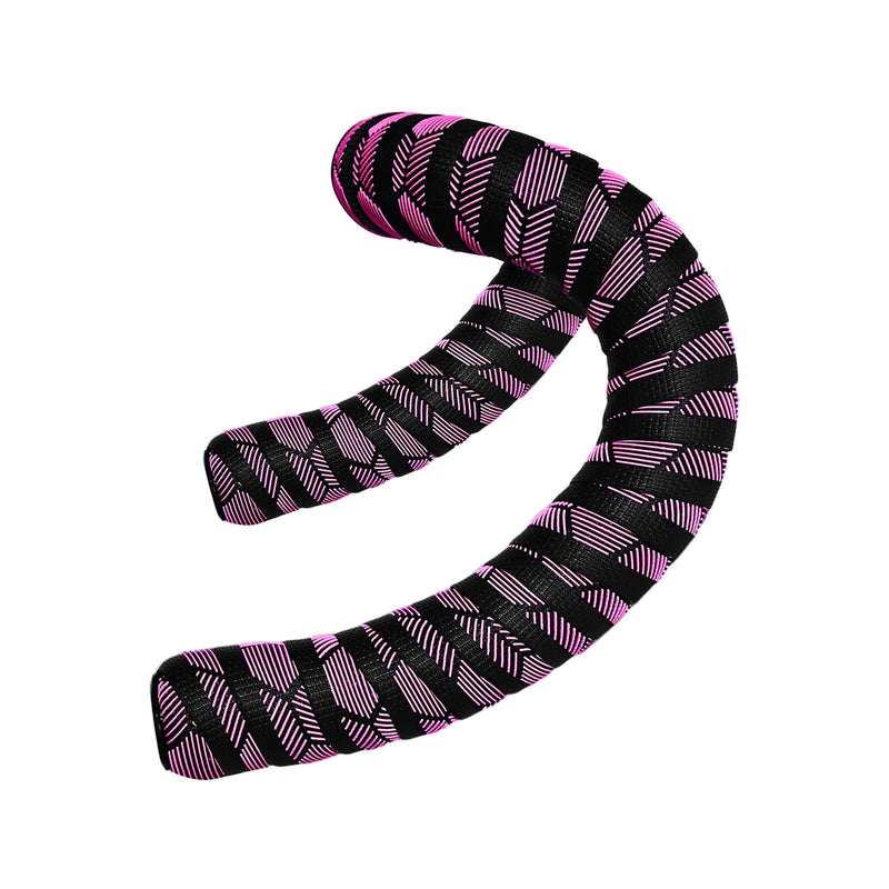 Silicone 3D Honeycomb Chevron Bike Handlebar Tape, Anti-Slip Shock-Absorbing Bar Wrap for Road/Gravel Drop Bars, Sweat-Resistant, Easy-Clean, with End Plugs (Black Pink) Black Pink