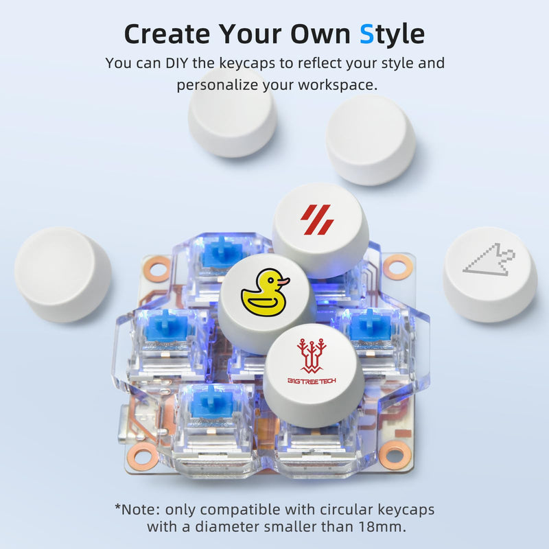 [Australia - AusPower] - BIGTREETECH HBB Fe Hot-Key Button Board Quick Control Keyboard with Preset Keys and RGB Lighting for Klipper Voron2.4/Trident/Switchwire 3D Printer Fit for BTT Pi 1/2 Manta M8P KNOMI, Transparent PCB 