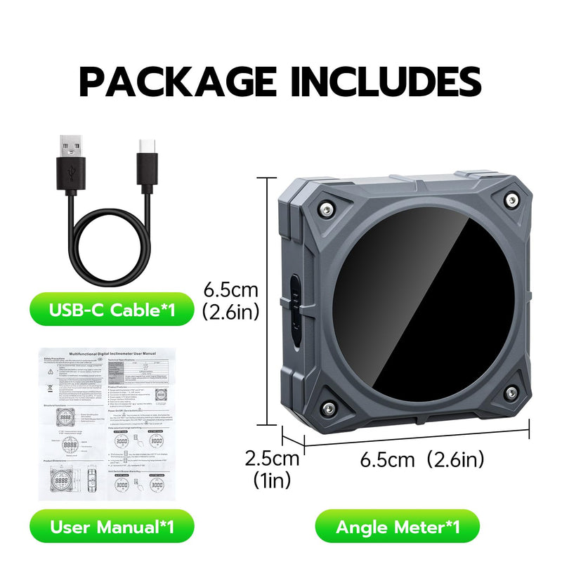 [Australia - AusPower] - Wigearss Digital LCD Protractor, Inclinometer, Angle Finder with Four-Sided Magnet 
