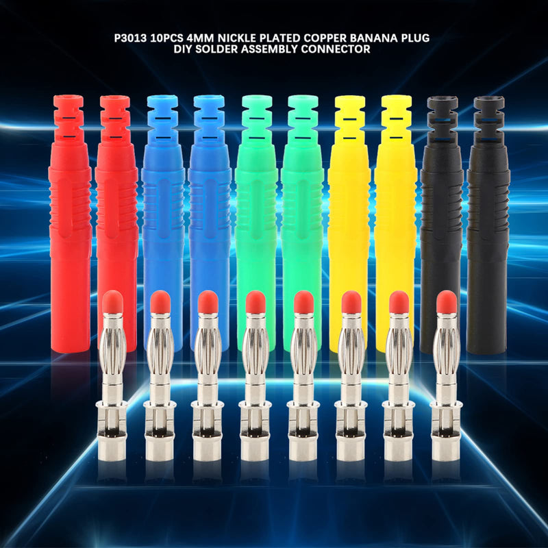 [Australia - AusPower] - P3013 10pcs Insulated Safety Shrouded, 5colors Retractable Sheath 4mm Banana Plug Seal Pr otection Shrouded DIY Cable Connectors Adapters for Electrical Testing, 2pcs Per Color 