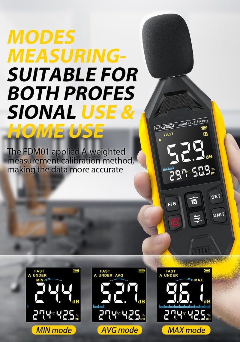 [Rechargeable 3IN1 Decibel Meter] WESTOBIG Sound Level Meter, Digital dB Meter Noise Meter 30dB to 130dB Portable SPL Meter MAX Data Hold with Color Display Backlight