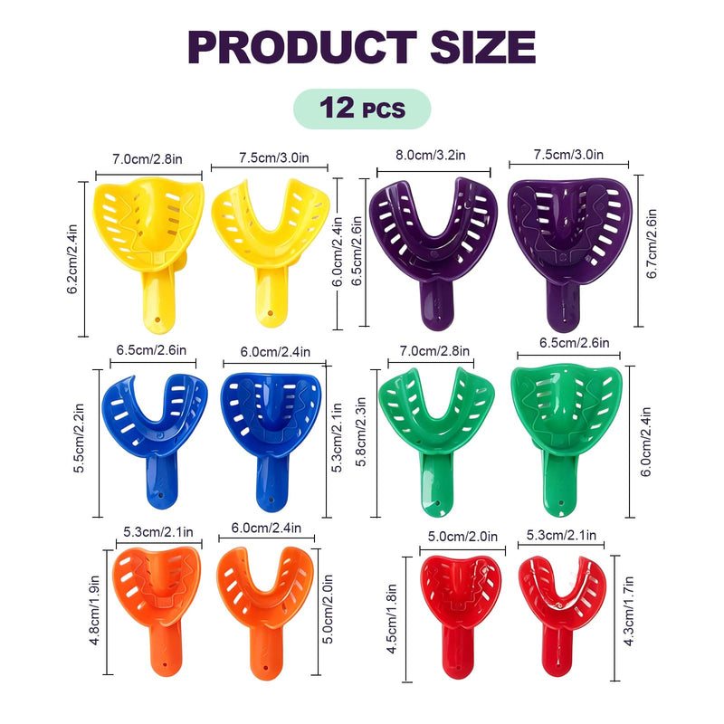 12 x dental imprint tray set for children and adults, whitening rail | Perforated dental trays made of plastic, durable impression spoons for teeth whitening, ideal for laboratory needs