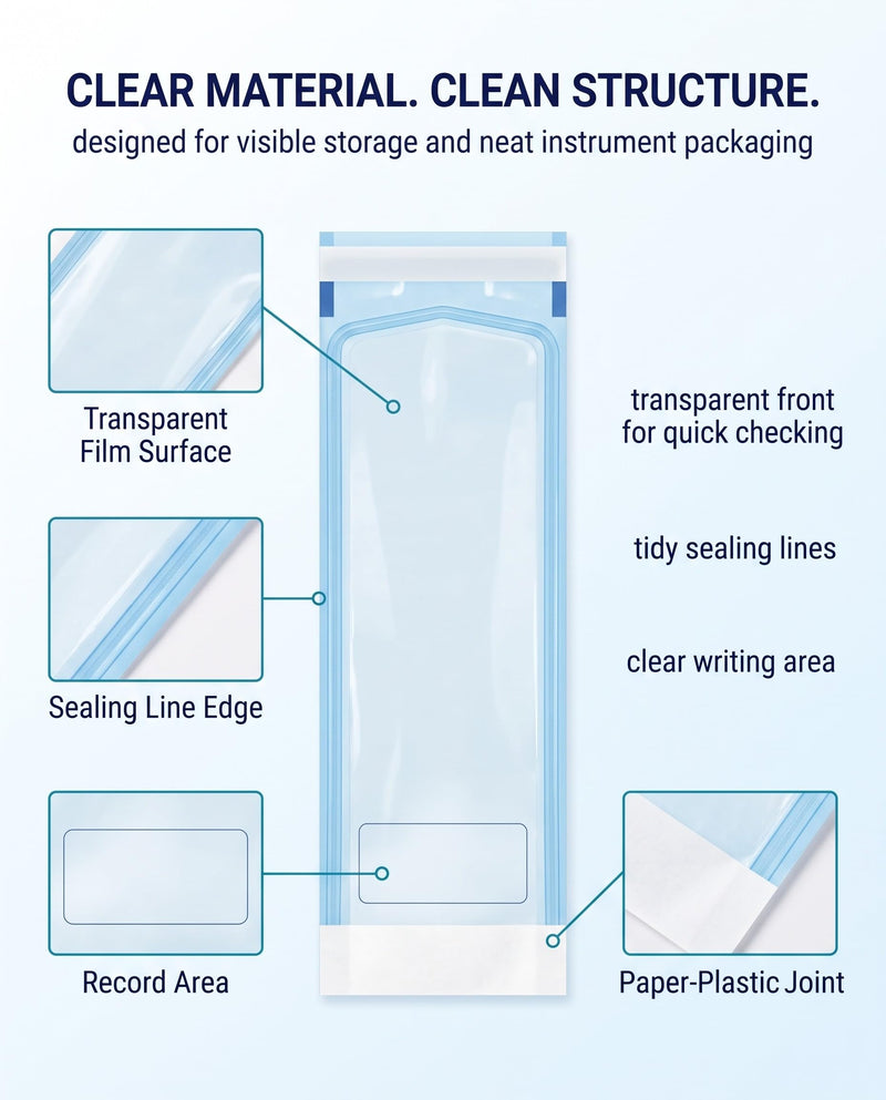 YUZNA 200x Disposable Sterilization Bags with SK Closure, 57x130mm, Self-Adhesive, Sterilization Bags for Autoclaves