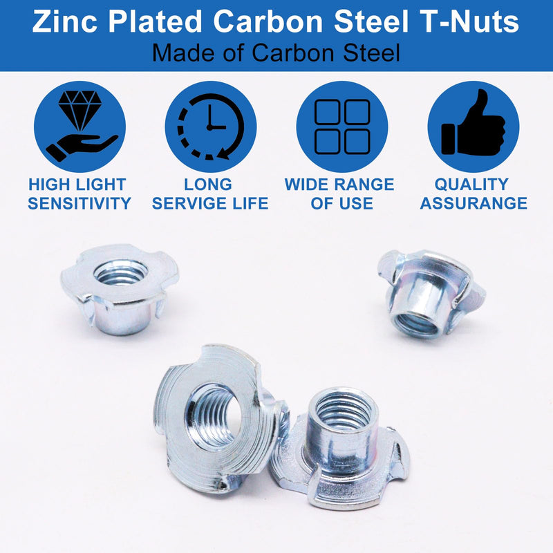 [Australia - AusPower] - M10 T Nuts 80Pcs Threaded Inserts T-Nuts, Zinc-Plated Steel 4 Pronged Tee Nut for Wood, Rock Climbing Holds Cabinetry M10(80Pcs) 