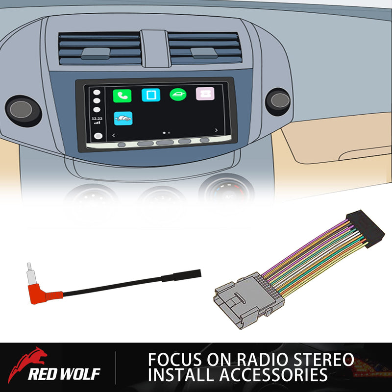 [Australia - AusPower] - RED WOLF Radio Wiring w/Antenna Adapter RCA Input Replacement for Ford 2006-2012, Lincoln 2006-2010, Mercury 2006-2009 Aftermarket Stereo Install Wire Cable Harness with RCA Adapter Plug Radio harness w/Antenna 