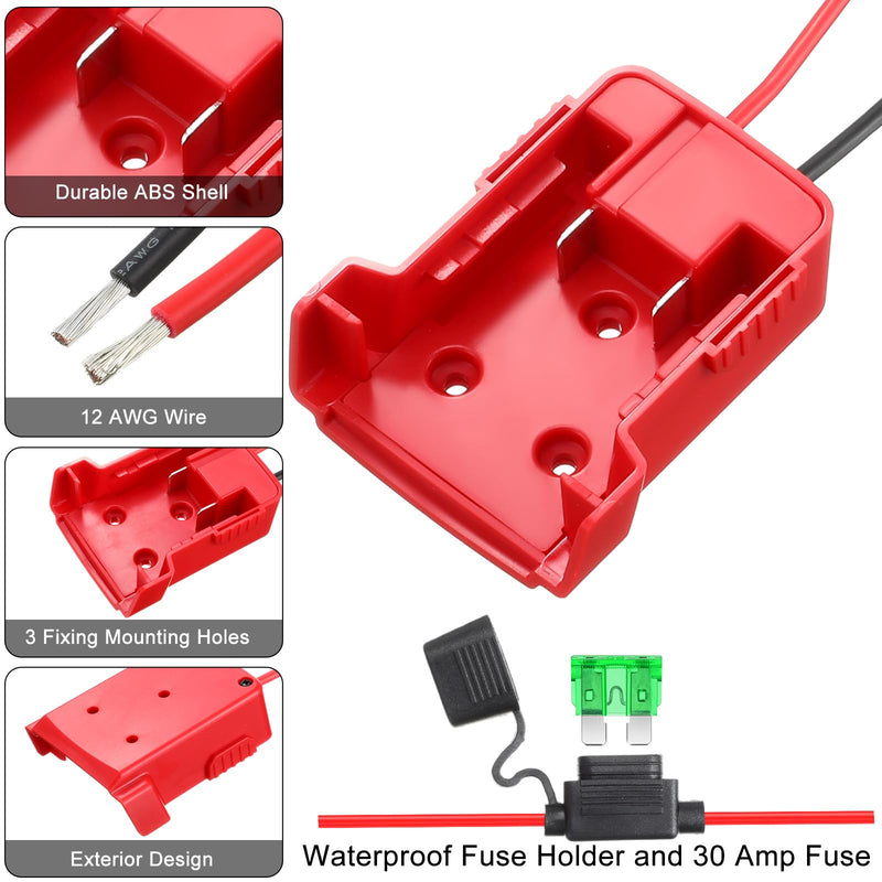 Pickmesh 6 Packs Wheels Adapter Compatible with Milwaukee 18v Battery Adapter Converter Kit for RC Car Robotics RC Truck DIY Use Power Connector with 12AWG Wire Fuses and Wire Terminals