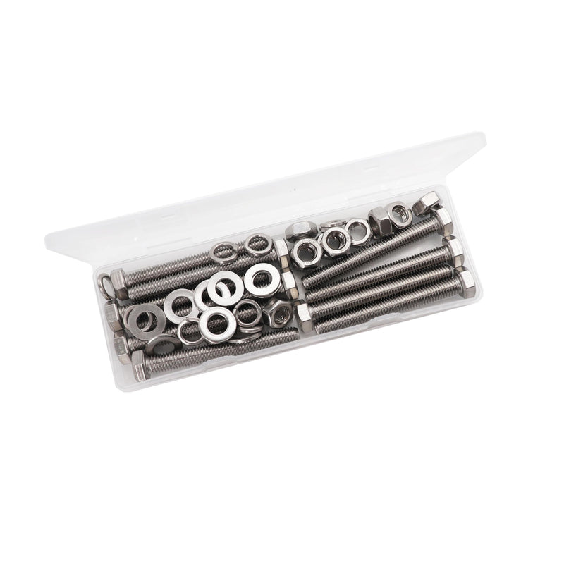 [Australia - AusPower] - binifiMux 10-Pack M8 x 30mm Hexagon Bolts Hex Screws,M8 Hex Nuts M8 Flat Washers/Spring Lock Washers Set, 304/18-11, Plain Finish M8 x 30mm 40pcs 