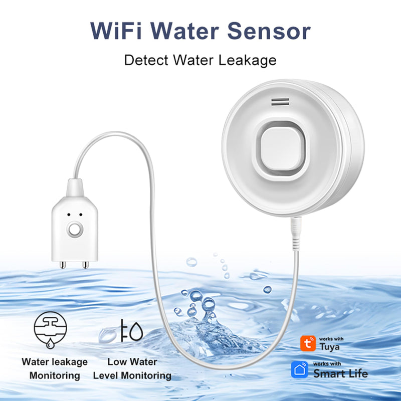[Australia - AusPower] - WiFi Water Leak Detector for Home & Basement – 100dB Alarm, Tuya APP Alerts, Compatible with Alexa, 2.4G WiFi (No Hub Required) 